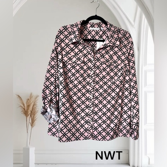 Notations Tops - ❤️NWT    Pretty Print Button Front Blouse Office/Career XLARGE